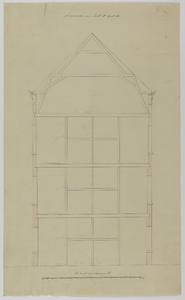 214967 Doorsnede van de Willemskazerne (Wittevrouwenkade) te Utrecht, over de breedte, met aanduiding van een plan tot ...